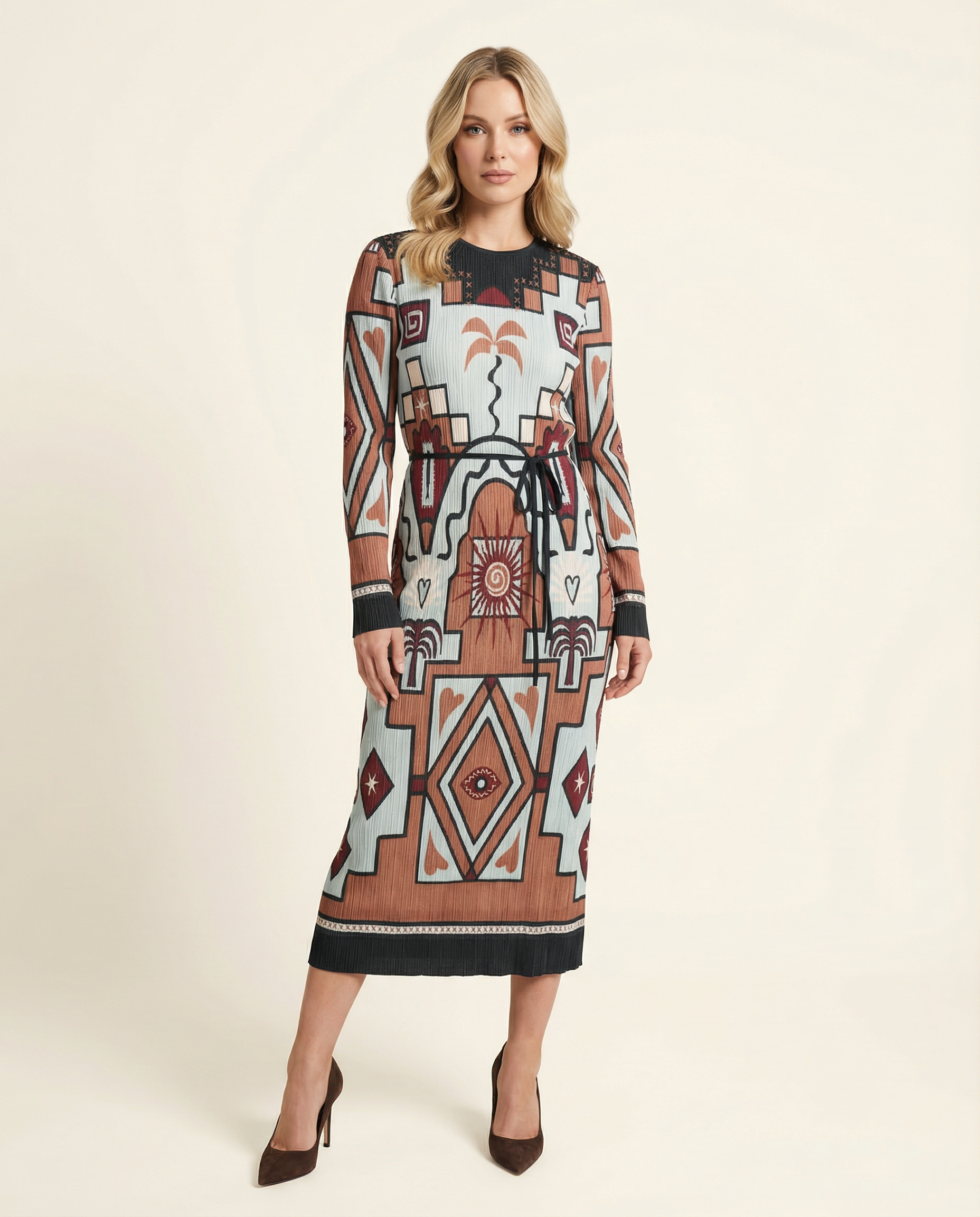 Harmonia Plissé Midi Dress