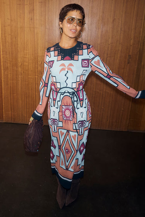 Harmonia Plissé Midi Dress