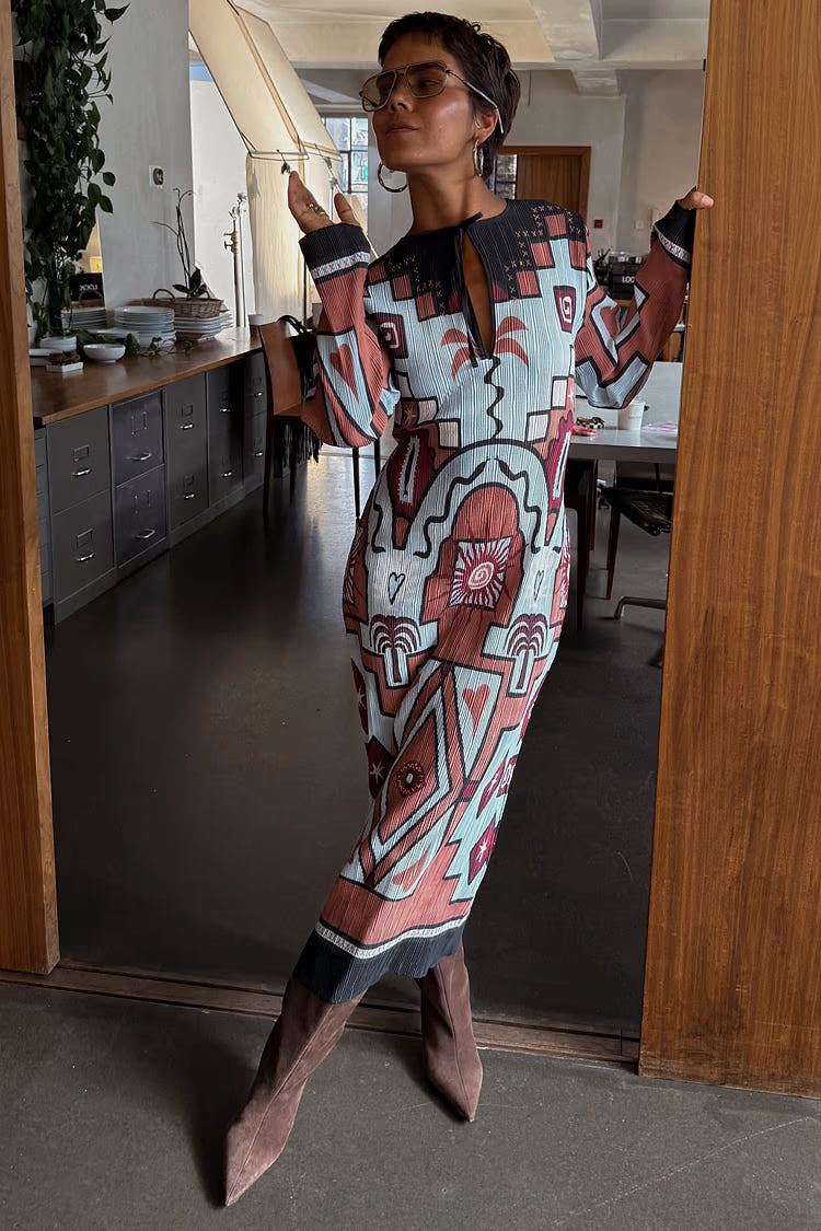 Harmonia Plissé Midi Dress