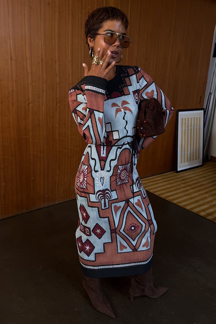 Harmonia Plissé Midi Dress