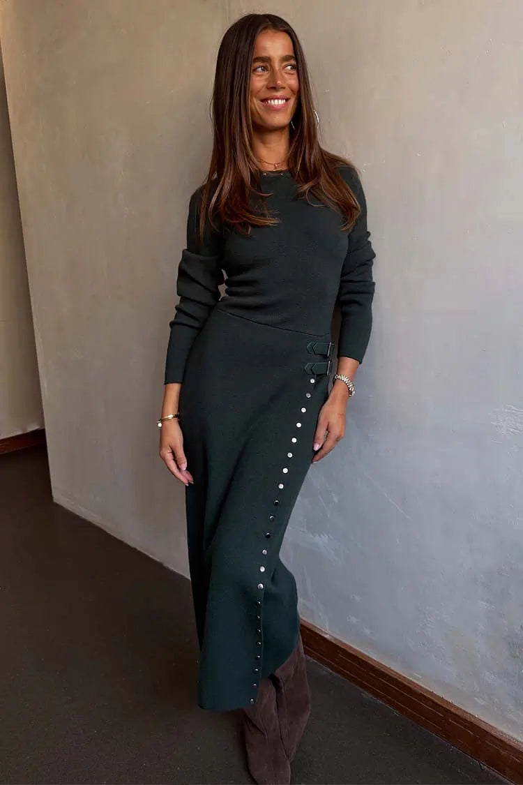 Bottle Green Stud Sammie Dress