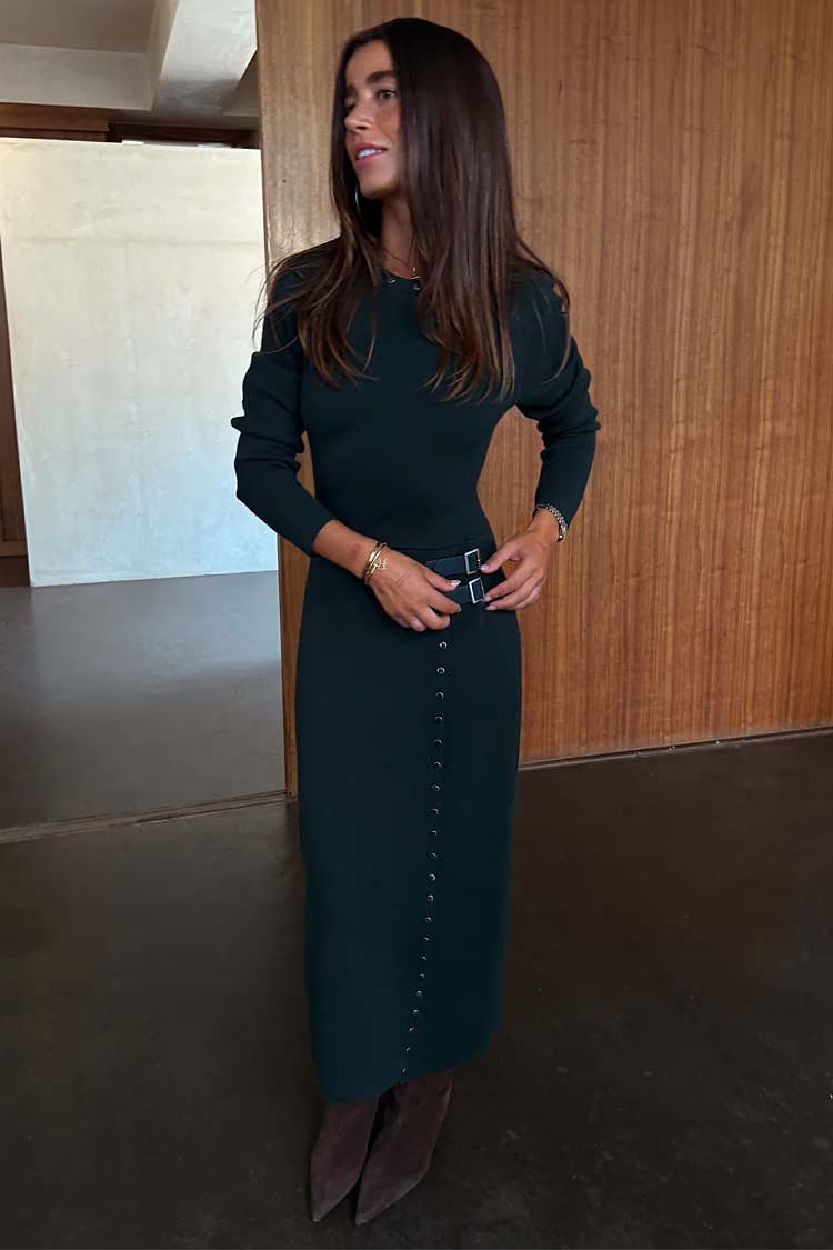 Bottle Green Stud Sammie Dress