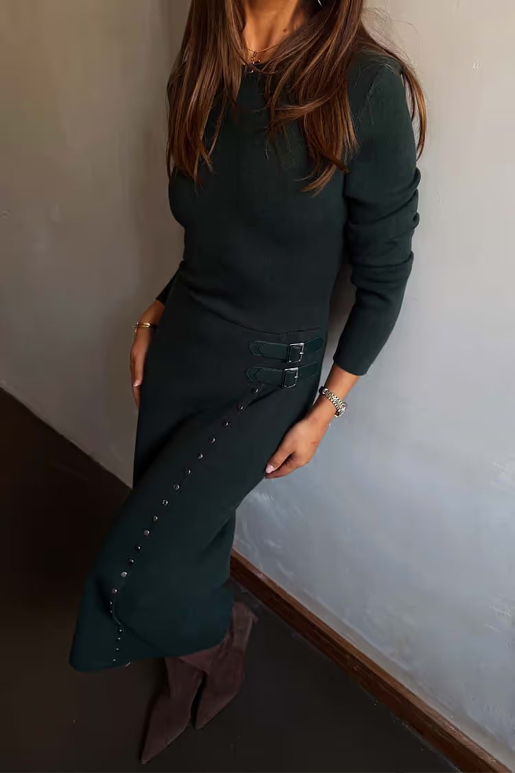 Bottle Green Stud Sammie Dress