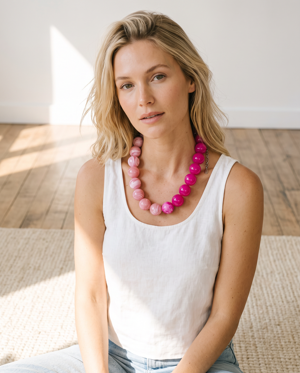 Bauble Ball Pink Half & Half Necklace