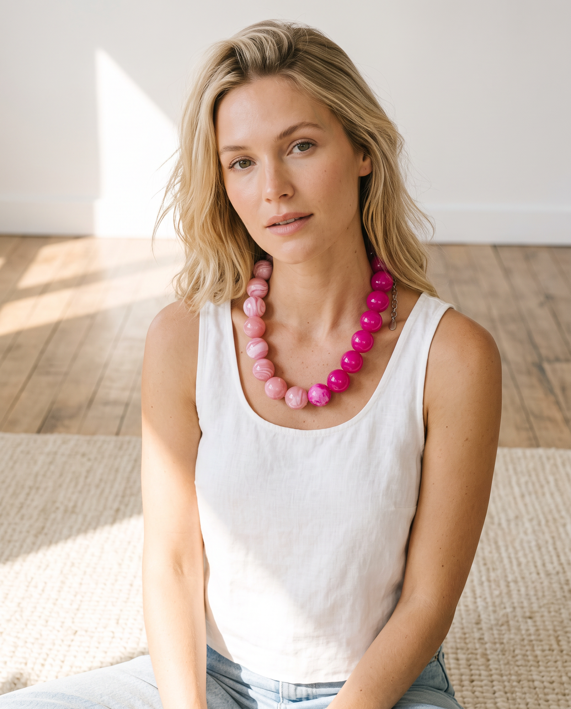 Bauble Ball Pink Half & Half Necklace