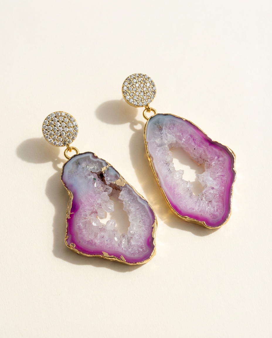 Fuchsia Agate Earrings
