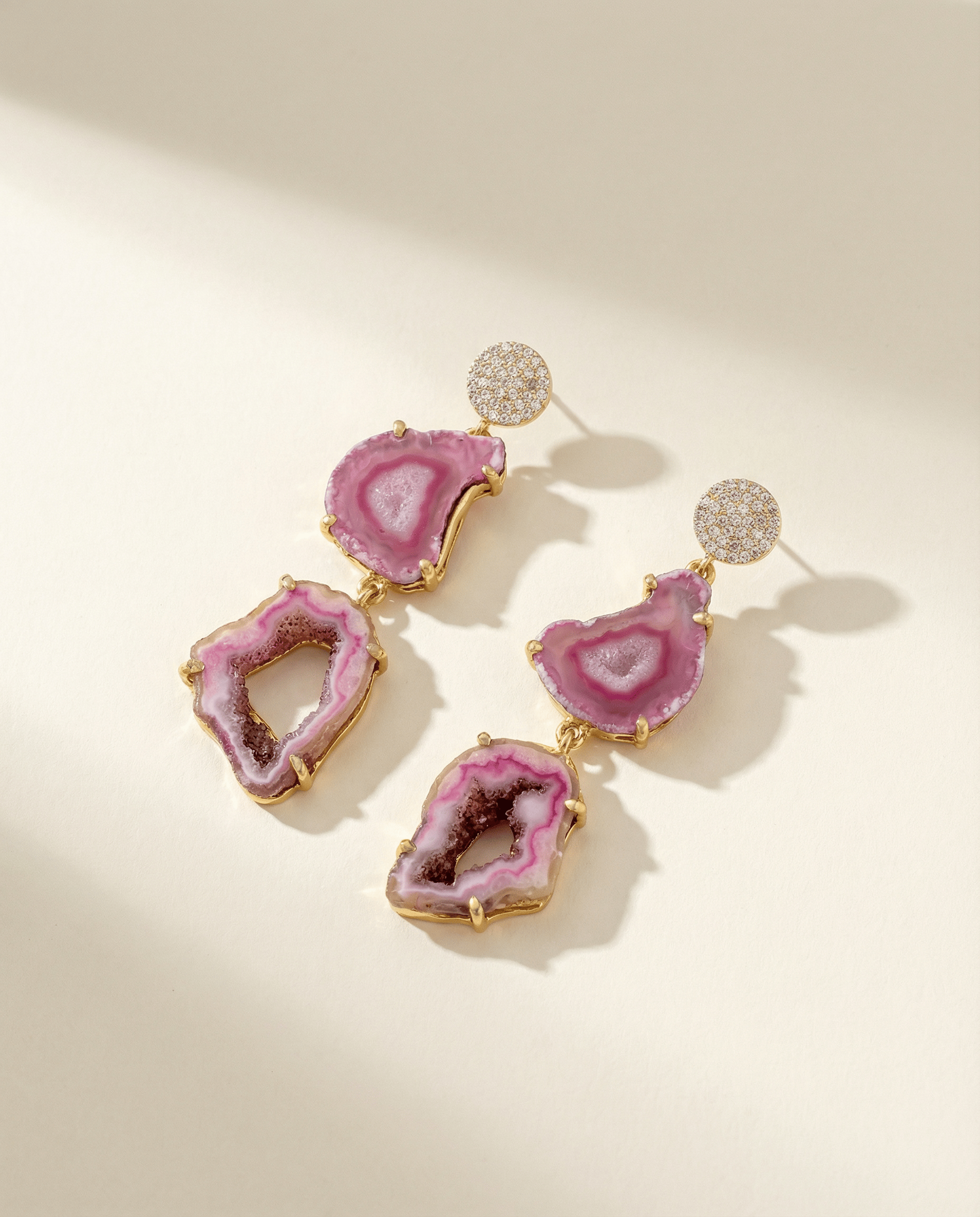 Pink Double Agate Earrings