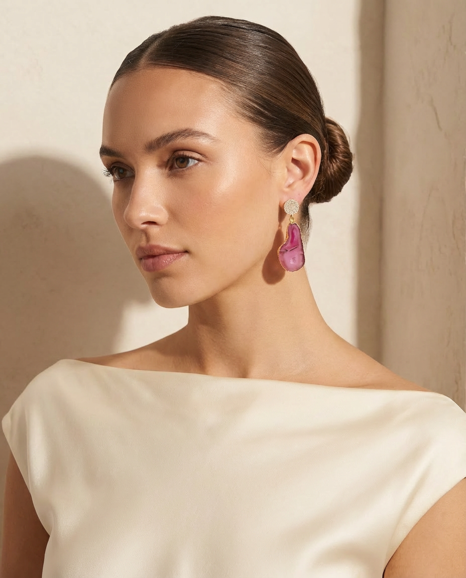 Ombre Pink Agate Earrings