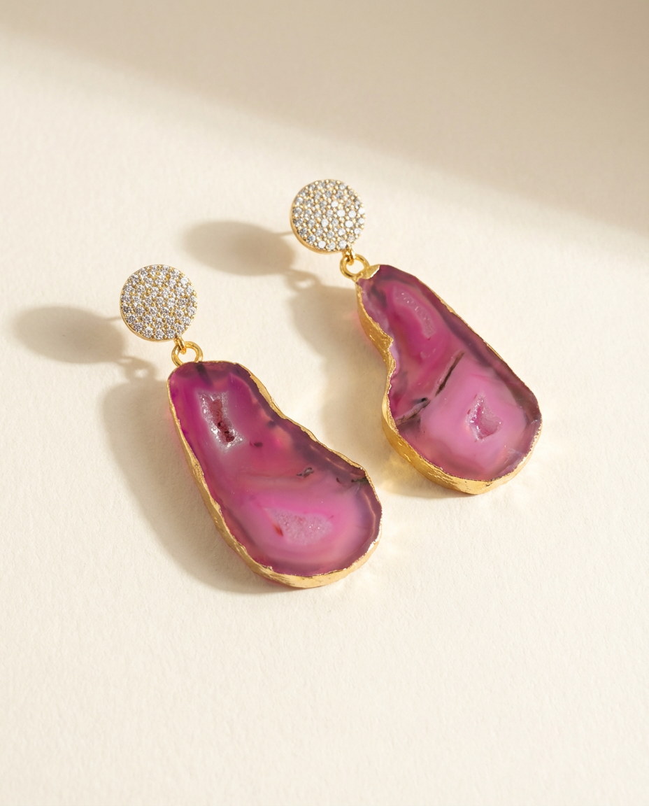 Ombre Pink Agate Earrings
