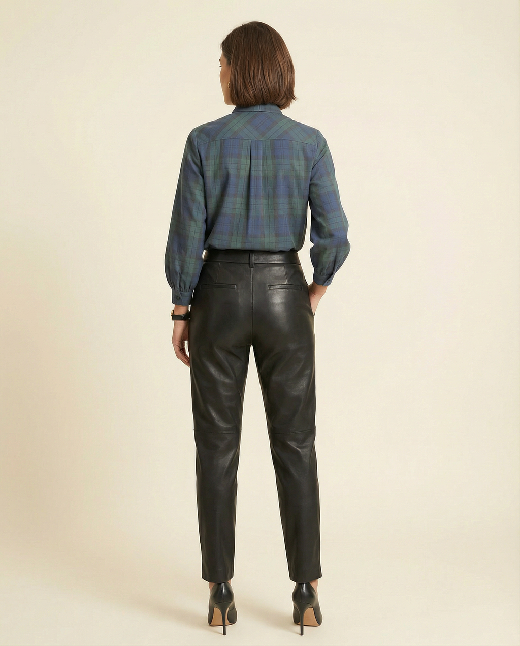 Blue Tartan Shirt with Bow