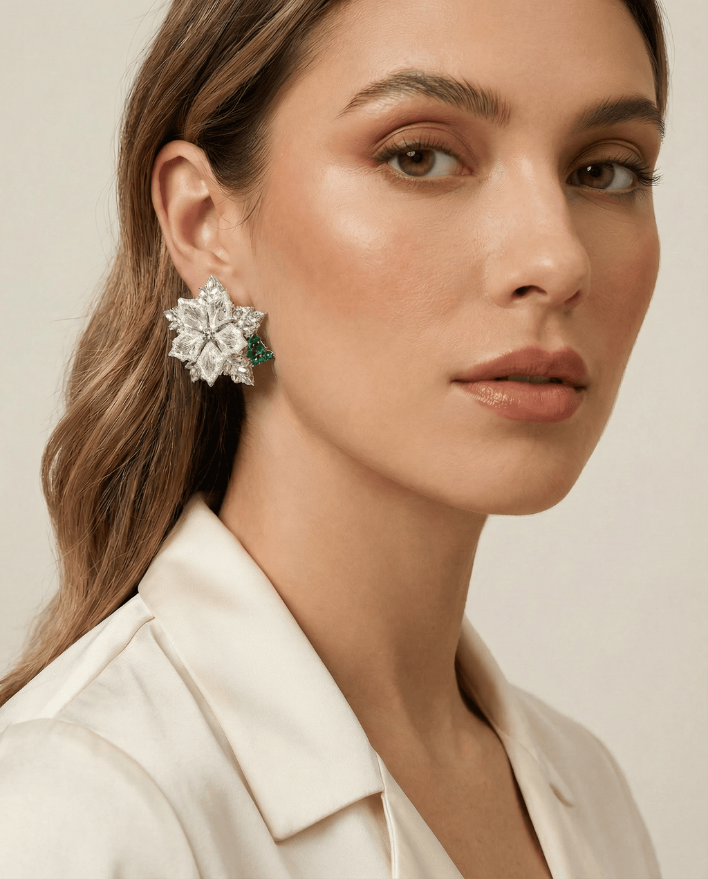 White Poinsettia Earrings