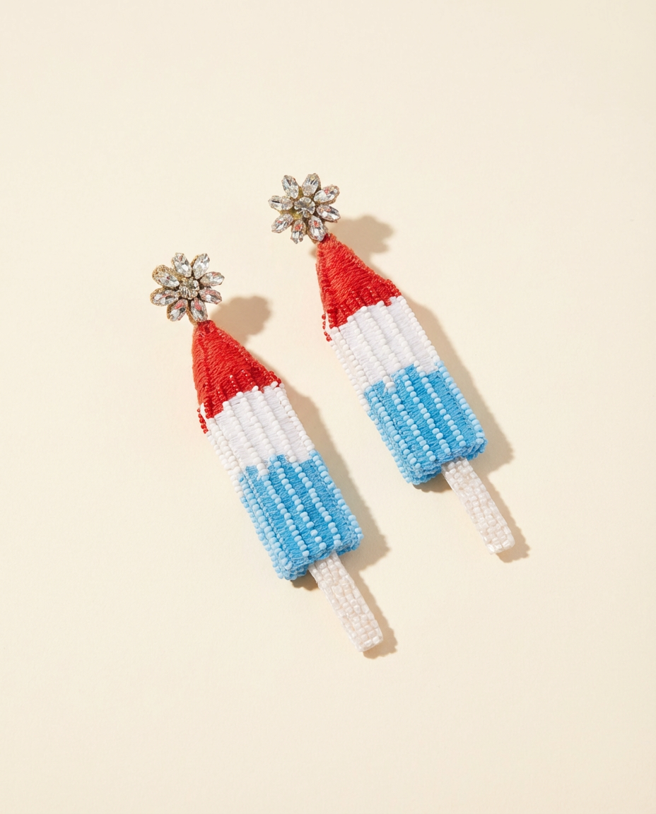 Patriotic Popsicle Earrings (3-D)