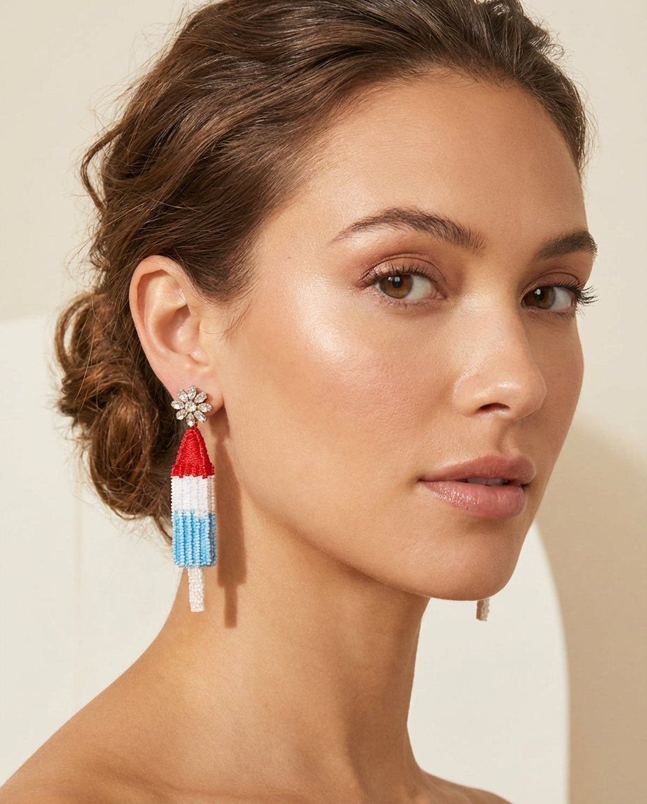 Patriotic Popsicle Earrings (3-D)