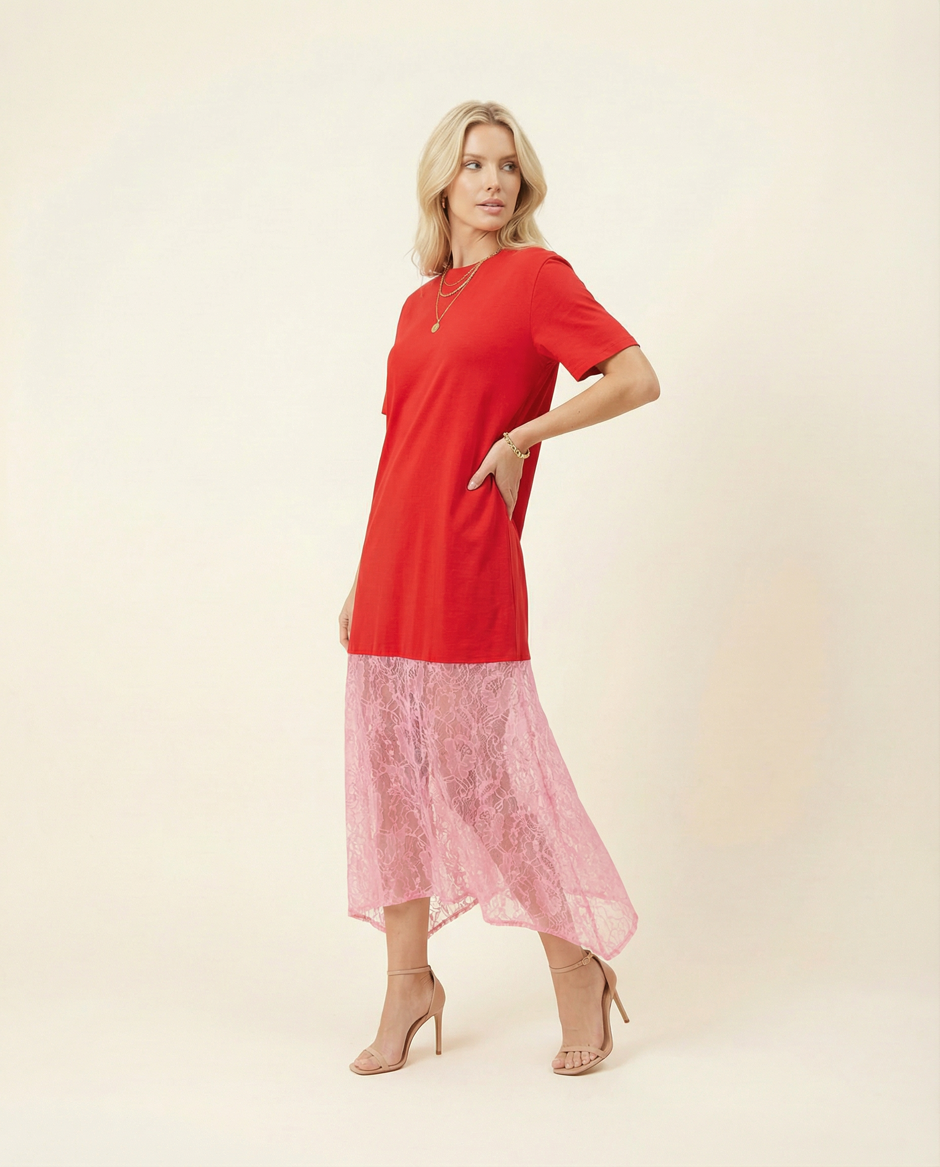 Red & Pink Cara Shirt Dress