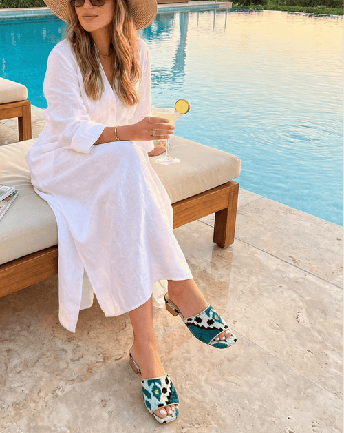 Blue & Yellow Open Toe Slides