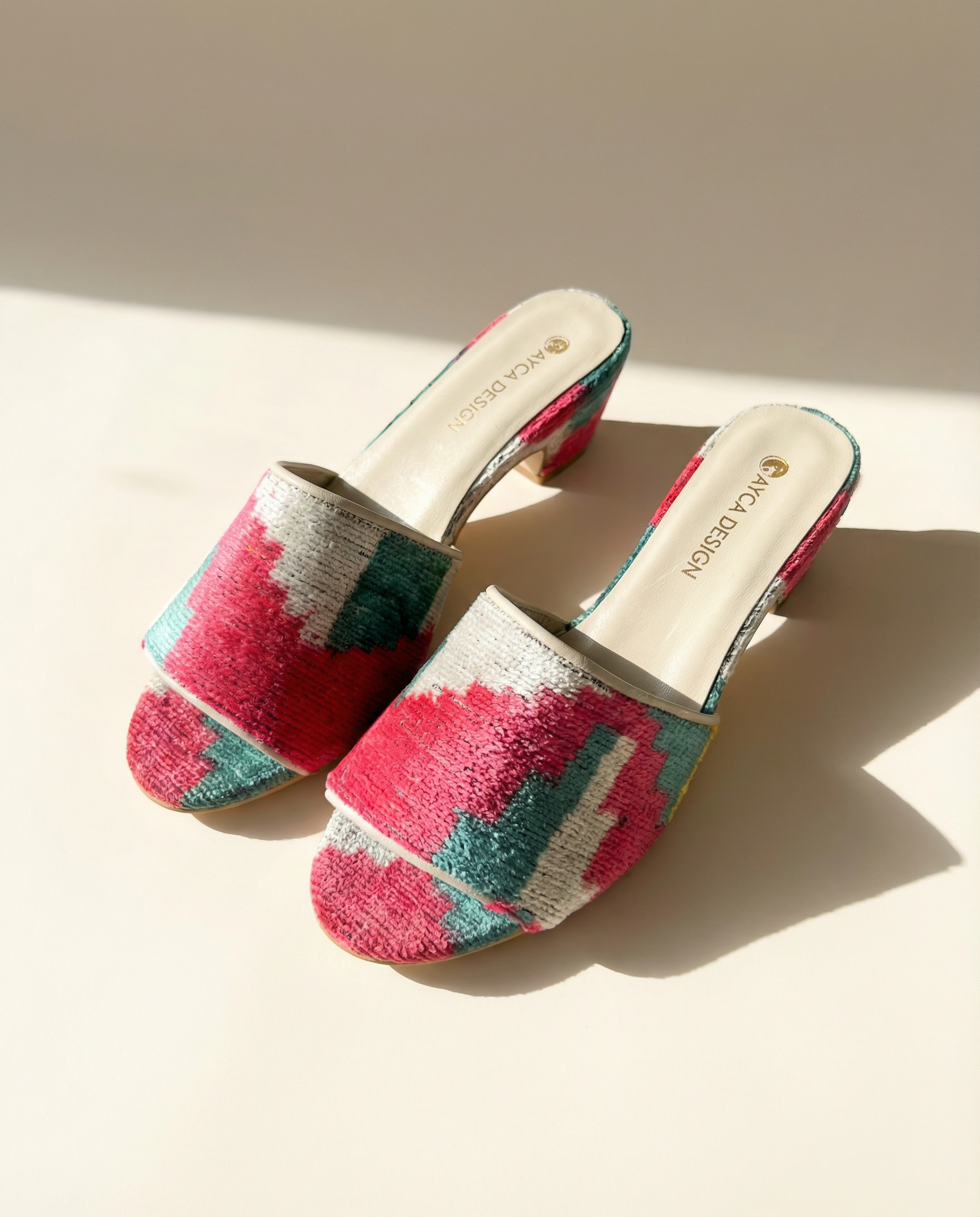 Pink & Blue Open Toe Slides