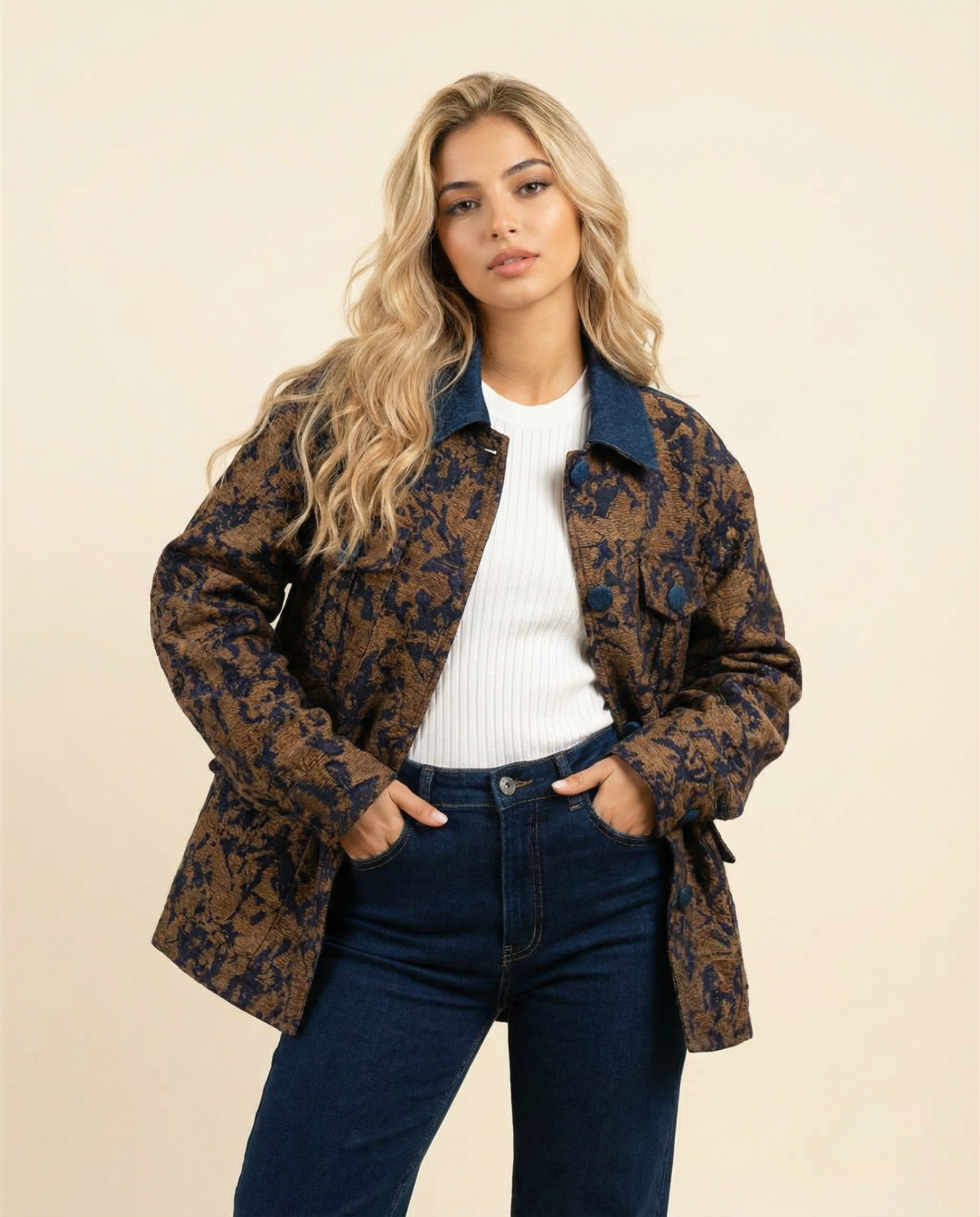 Reversible Barn Jacket with Jacquard Print