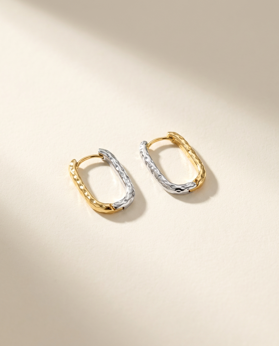 Gold & Silver Reversible Huggie Earrings