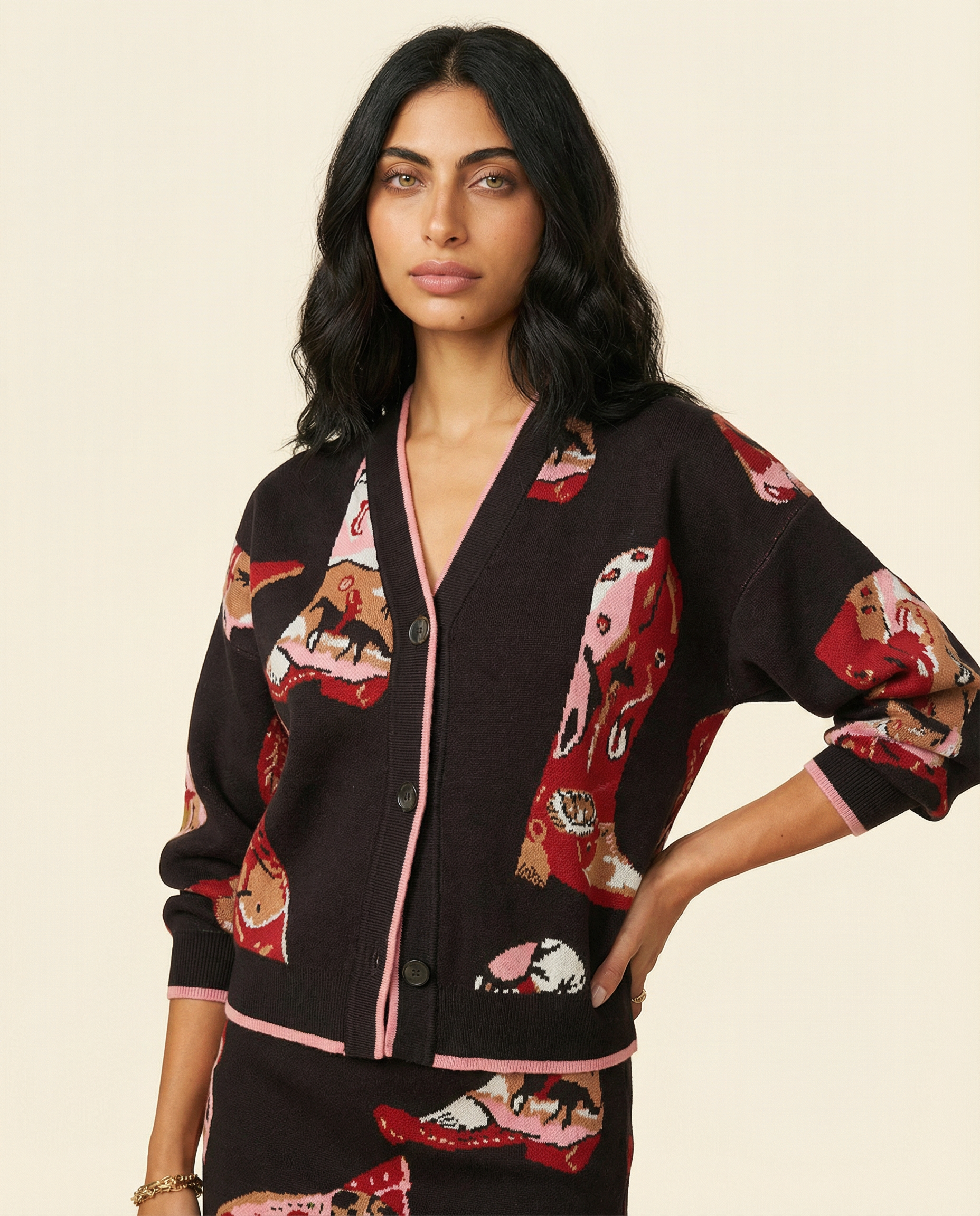 Navy Cowgirl Boot Cardigan