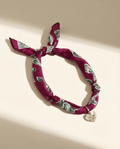 purple scarf necklace with heart charm