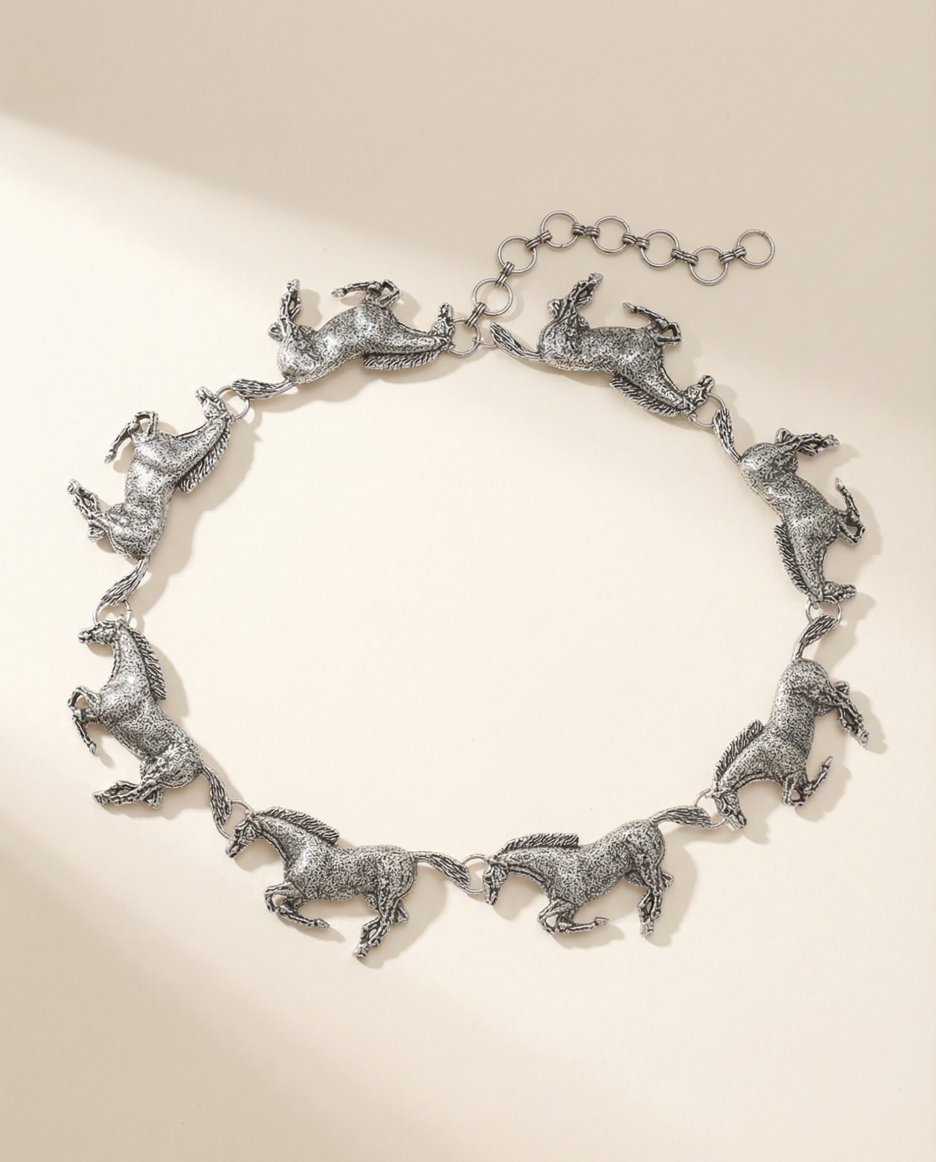 silver horse chain belt western style for rodeo