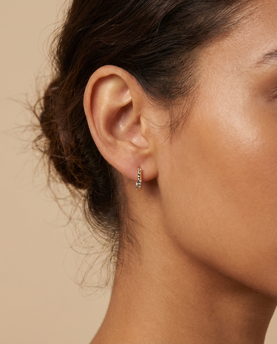 Gold & Silver Pavé Reversible Huggie Earrings