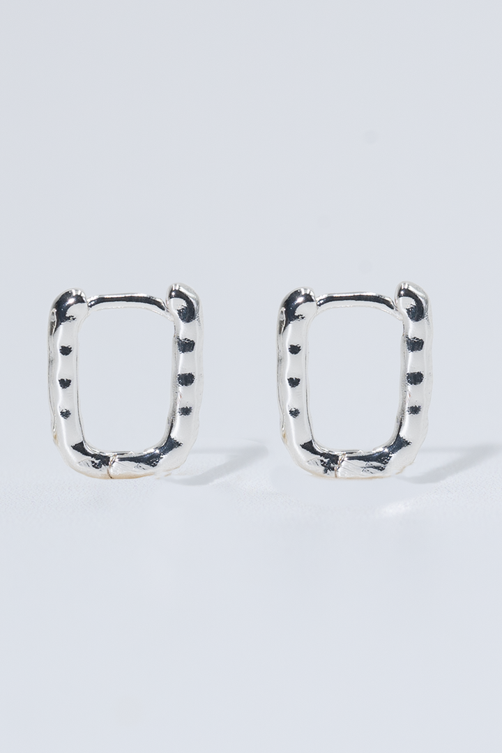 Silver Hammered Huggie Earrings