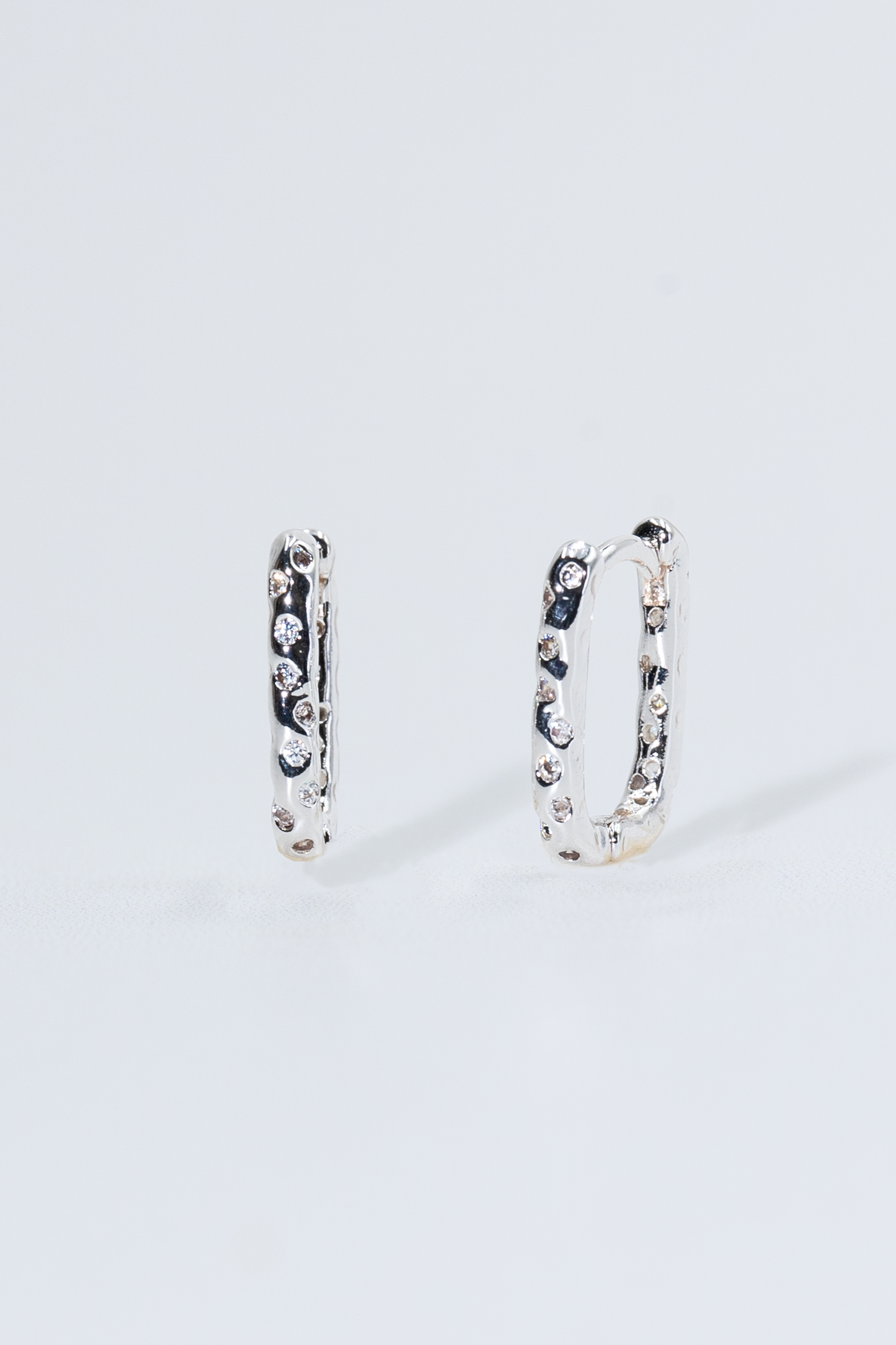 Silver Pavé Huggie Earrings