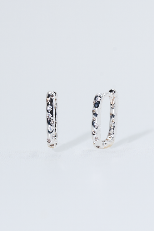 Silver Pavé Huggie Earrings