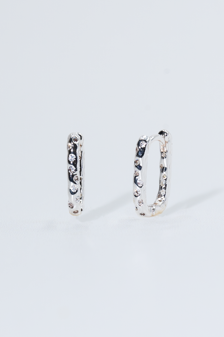 Silver Pavé Huggie Earrings