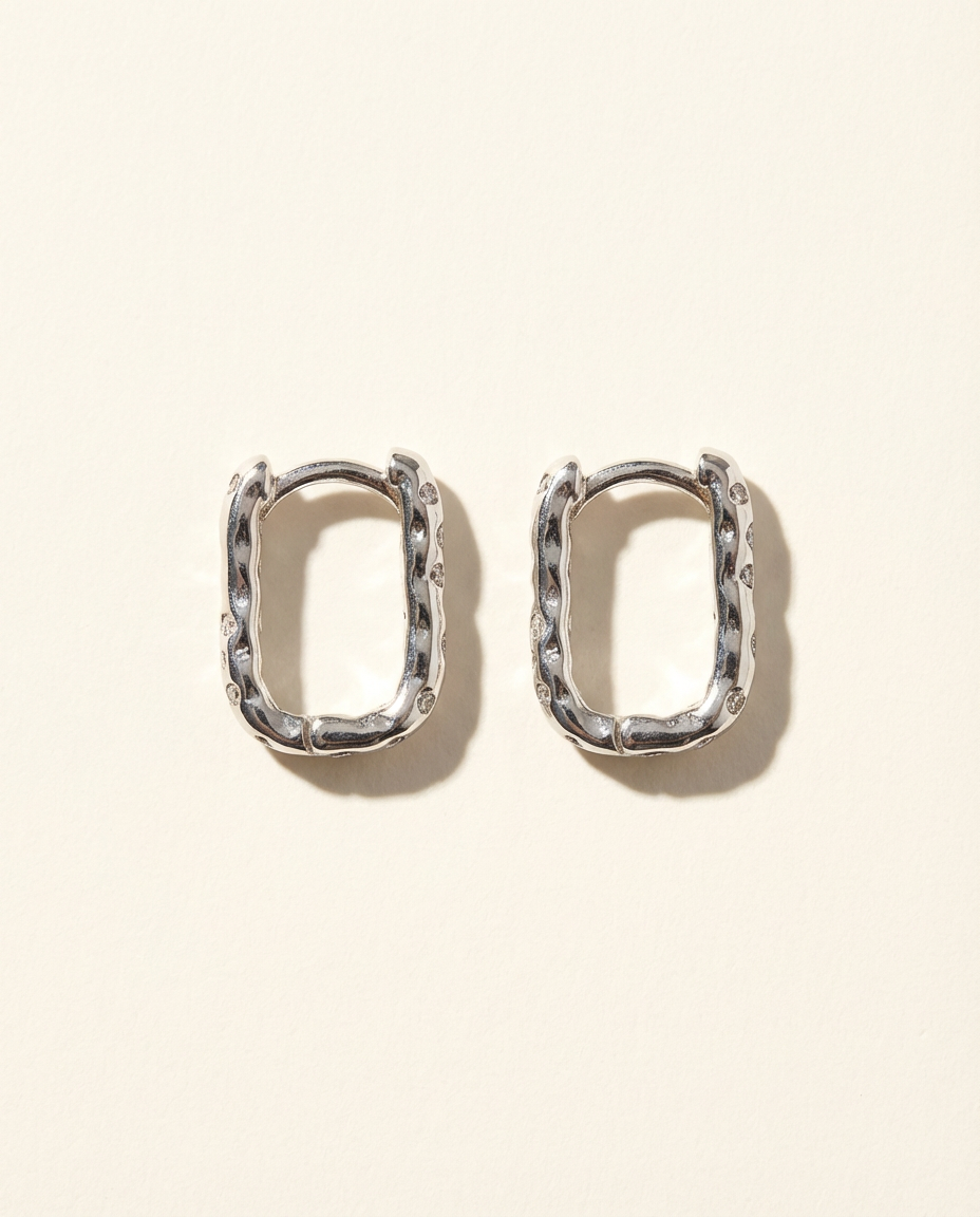 Silver Pavé Huggie Earrings