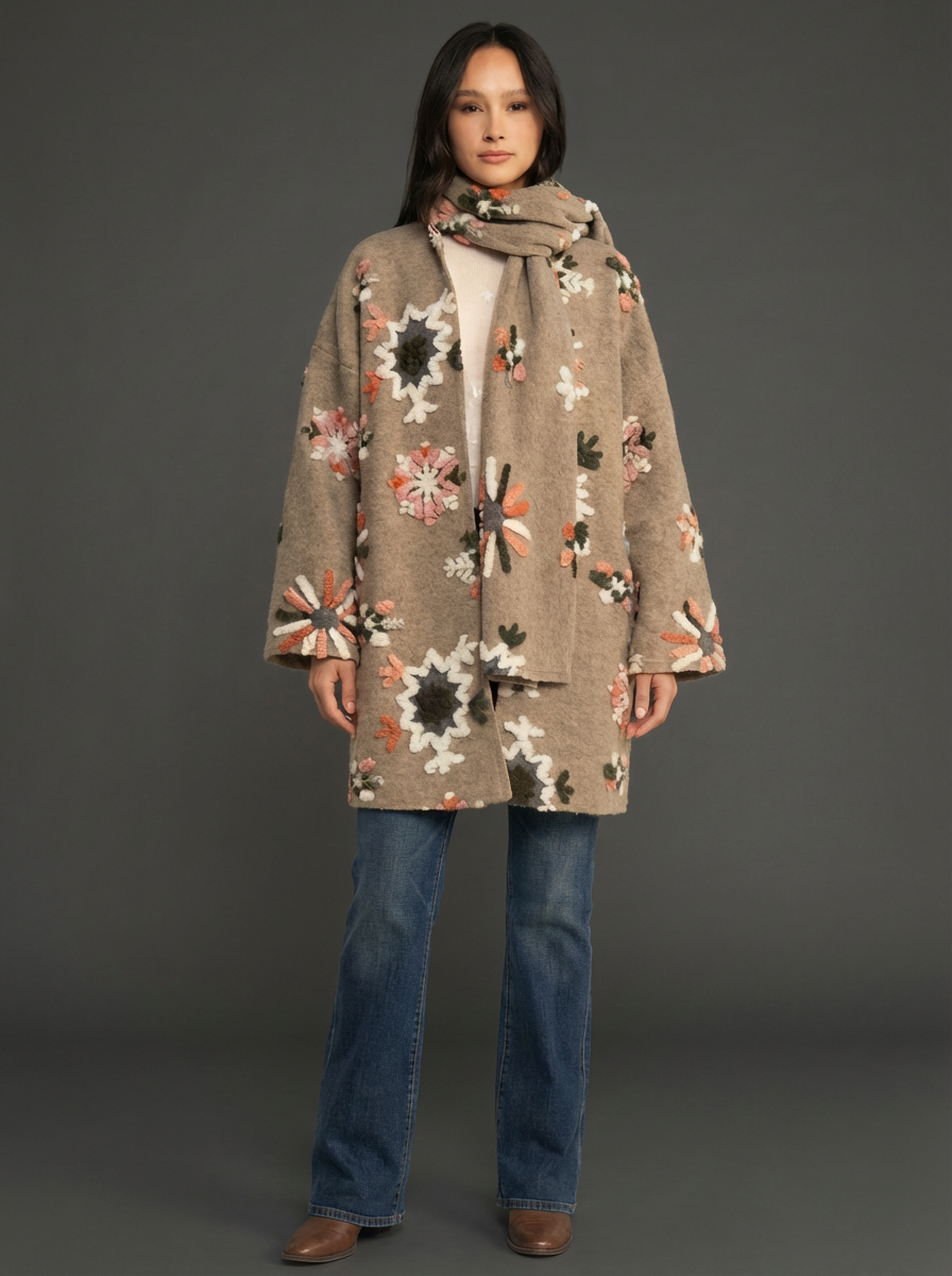 Snow Floral Open Cardigan