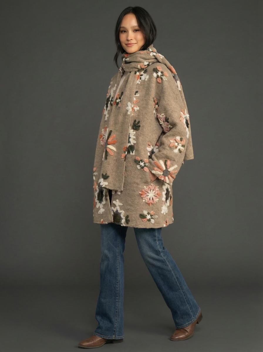 Snow Floral Open Cardigan