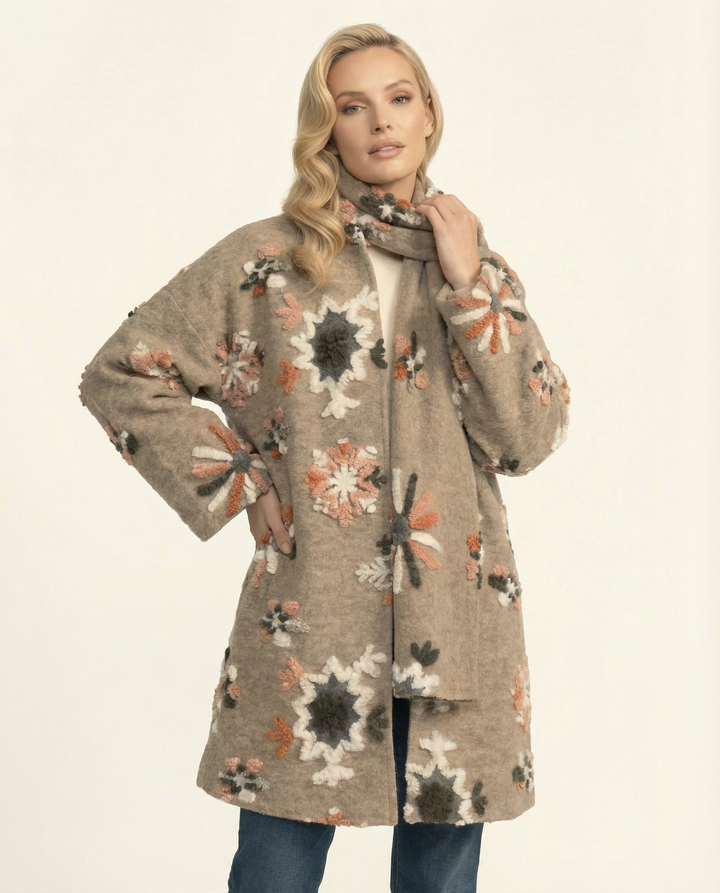 Snow Floral Open Cardigan