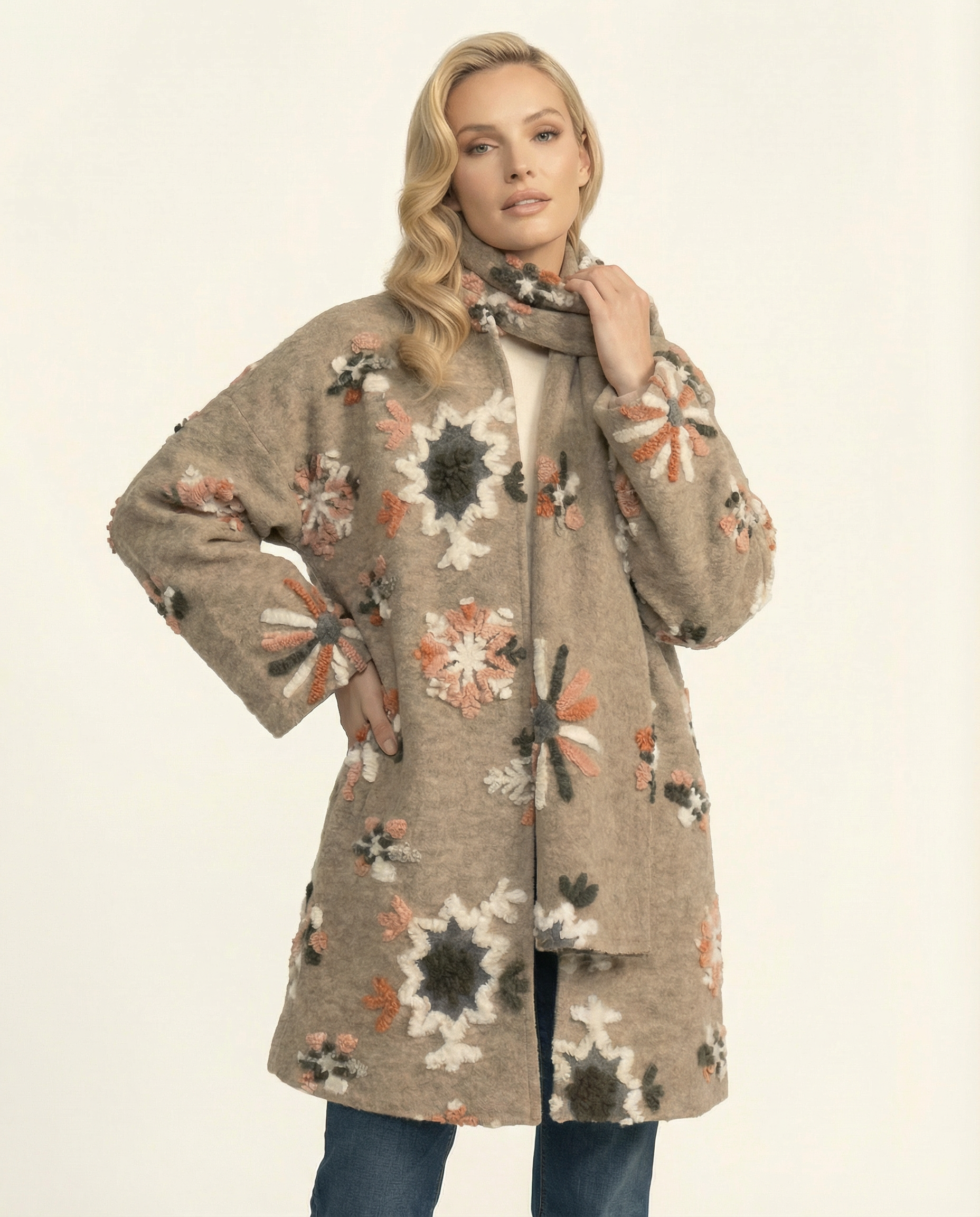 Snow Floral Open Cardigan