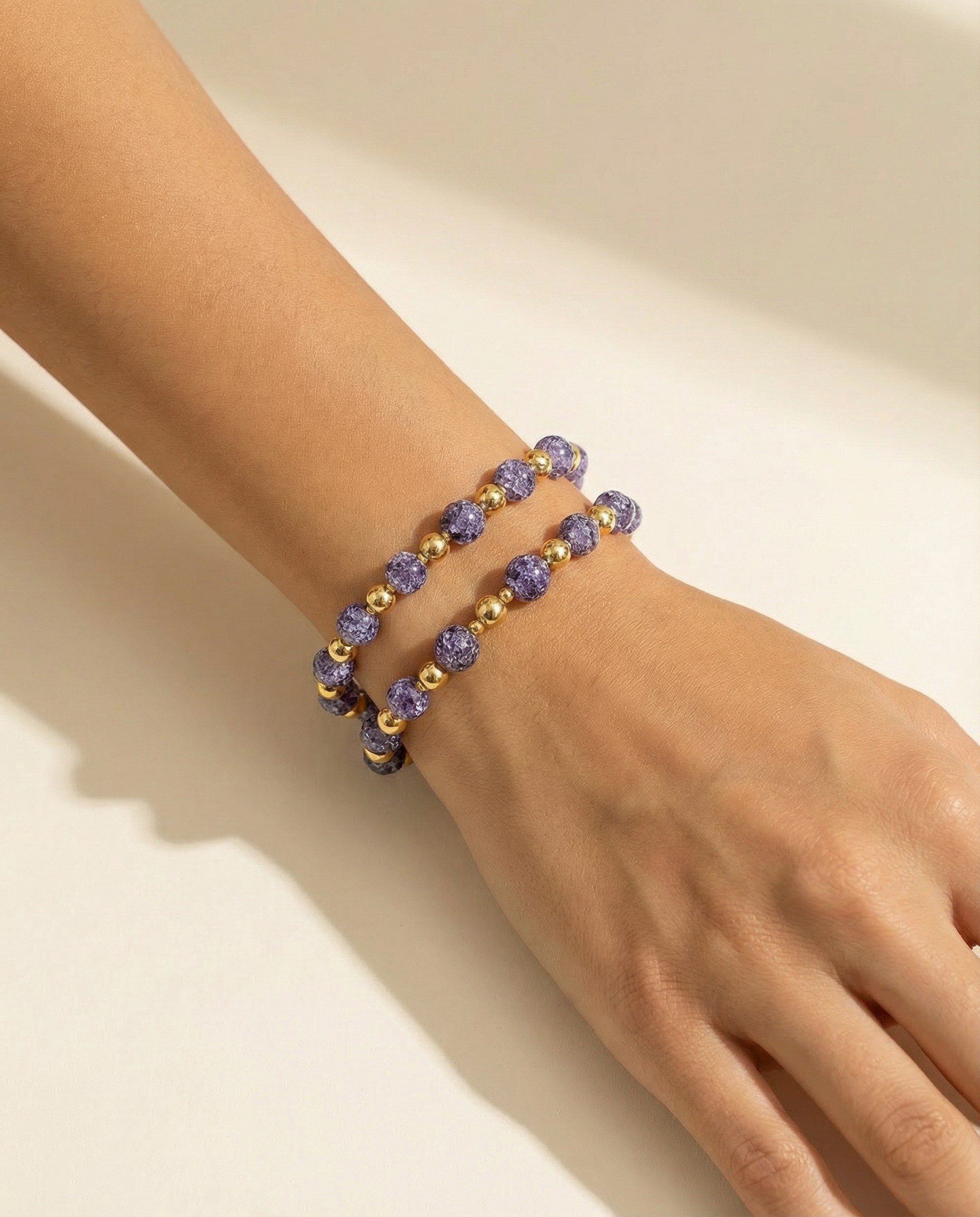 purpleandgoldbeadedbracelet