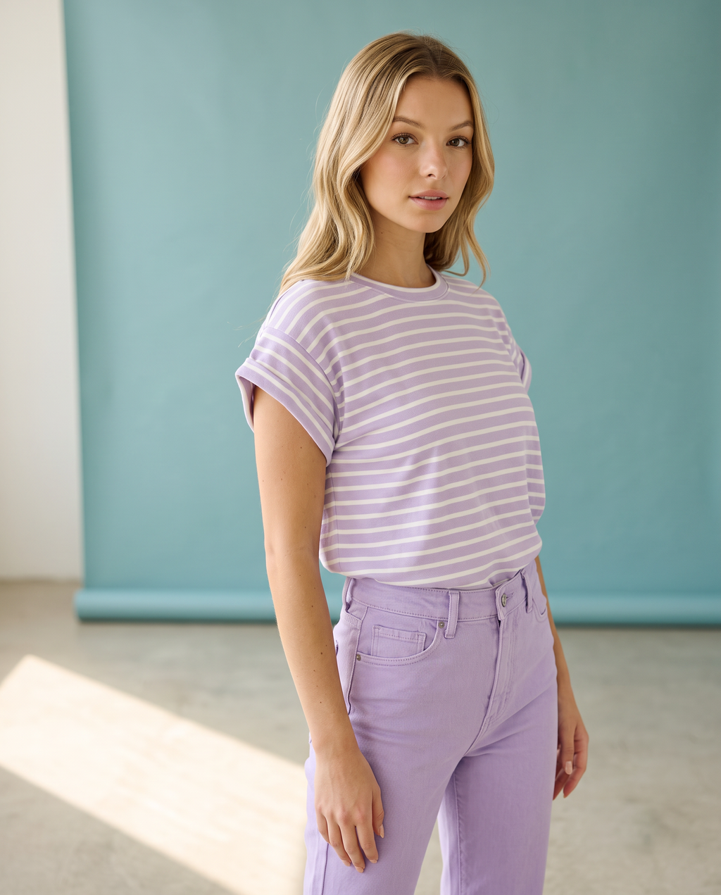 Striped Lavender Top