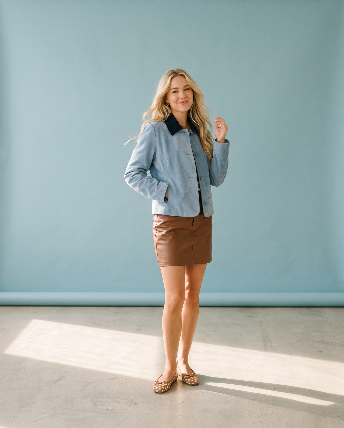 Sky Blue Suede Jacket