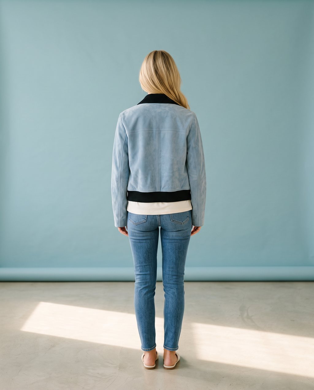 Sky Blue Suede Jacket