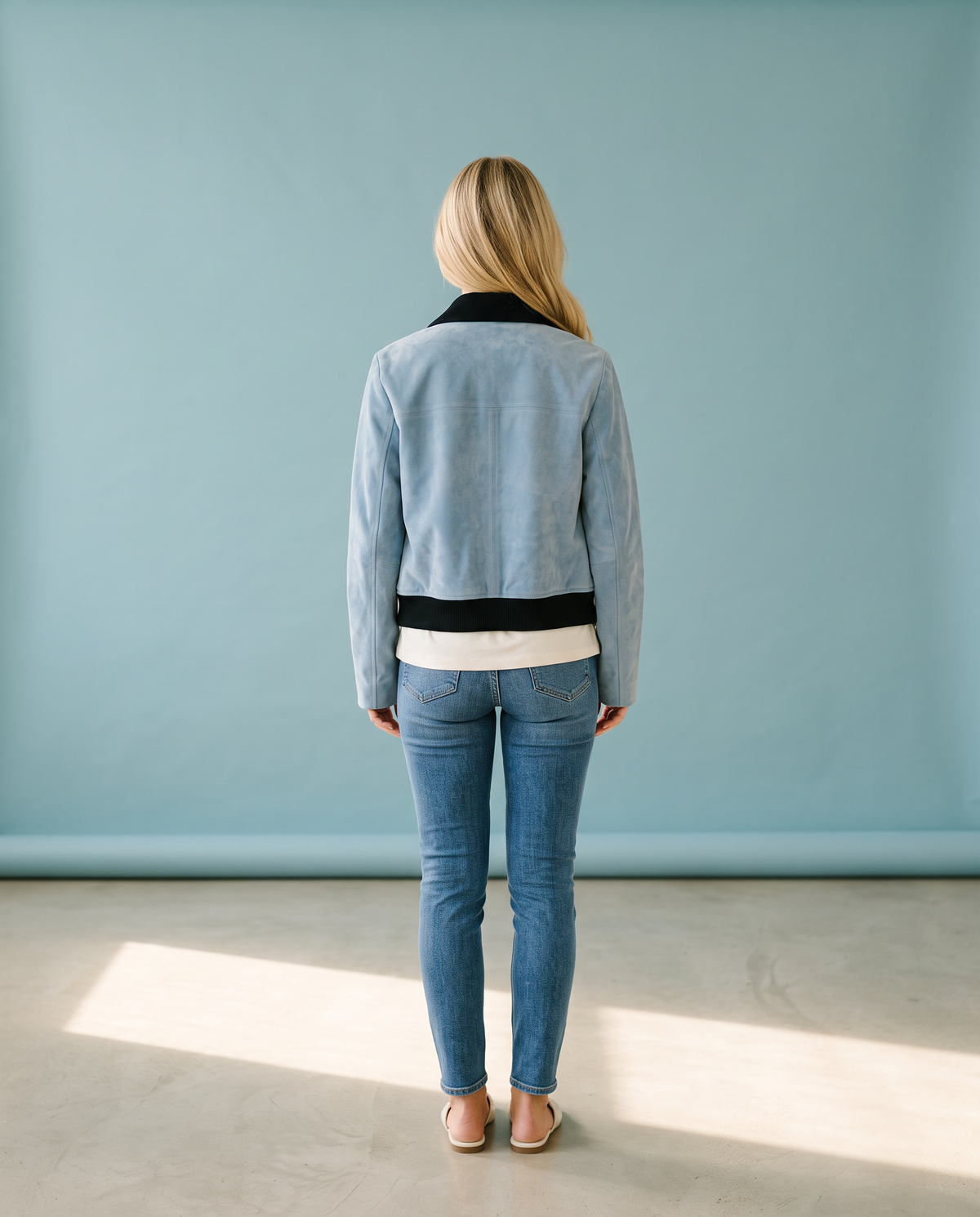 Sky Blue Suede Jacket
