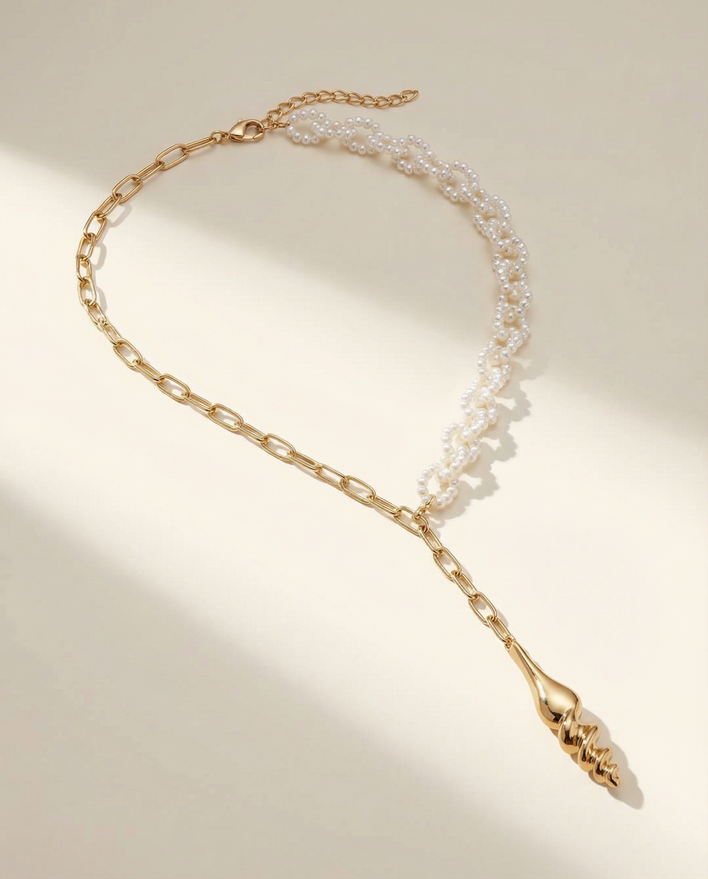 Gold Turritella Lariat Necklace