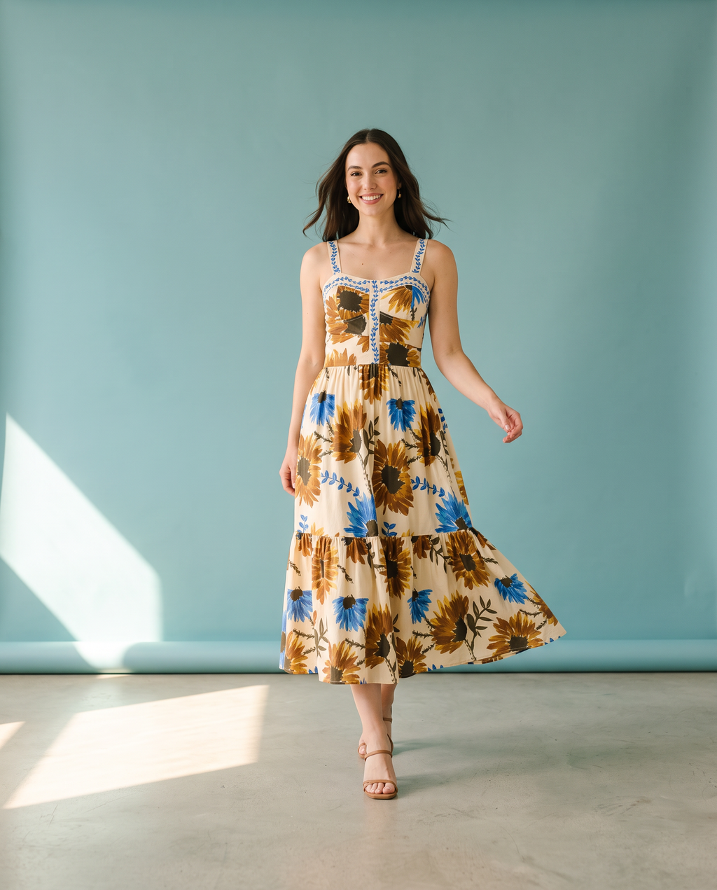 Gianna Sunflower Haze Maxi Dress