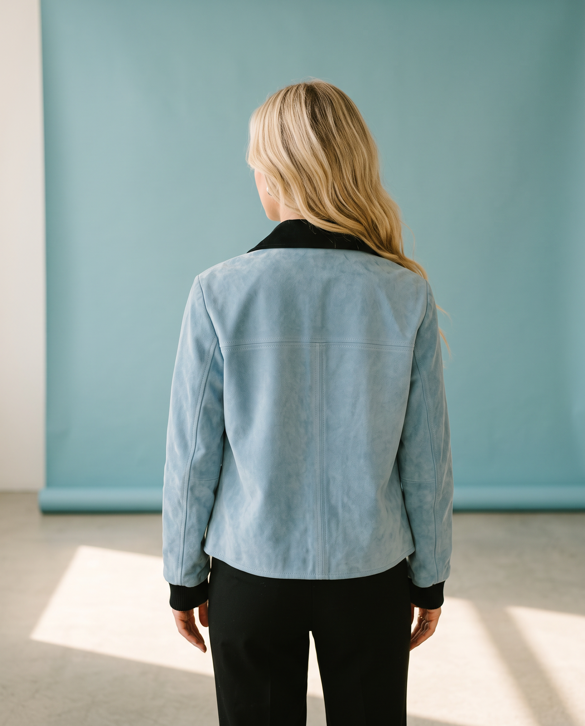 Sky Blue Suede Jacket