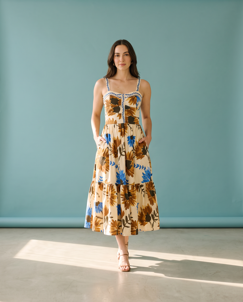 Gianna Sunflower Haze Maxi Dress