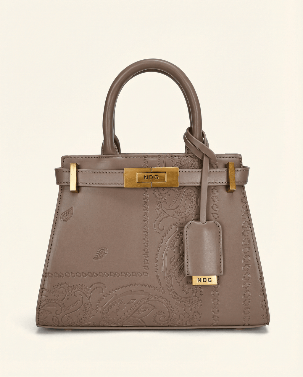 Medium Taupe Paisley Handbag