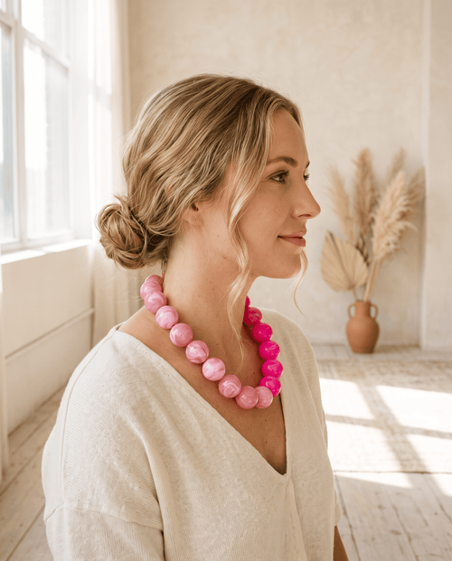 Bauble Ball Pink Half & Half Necklace
