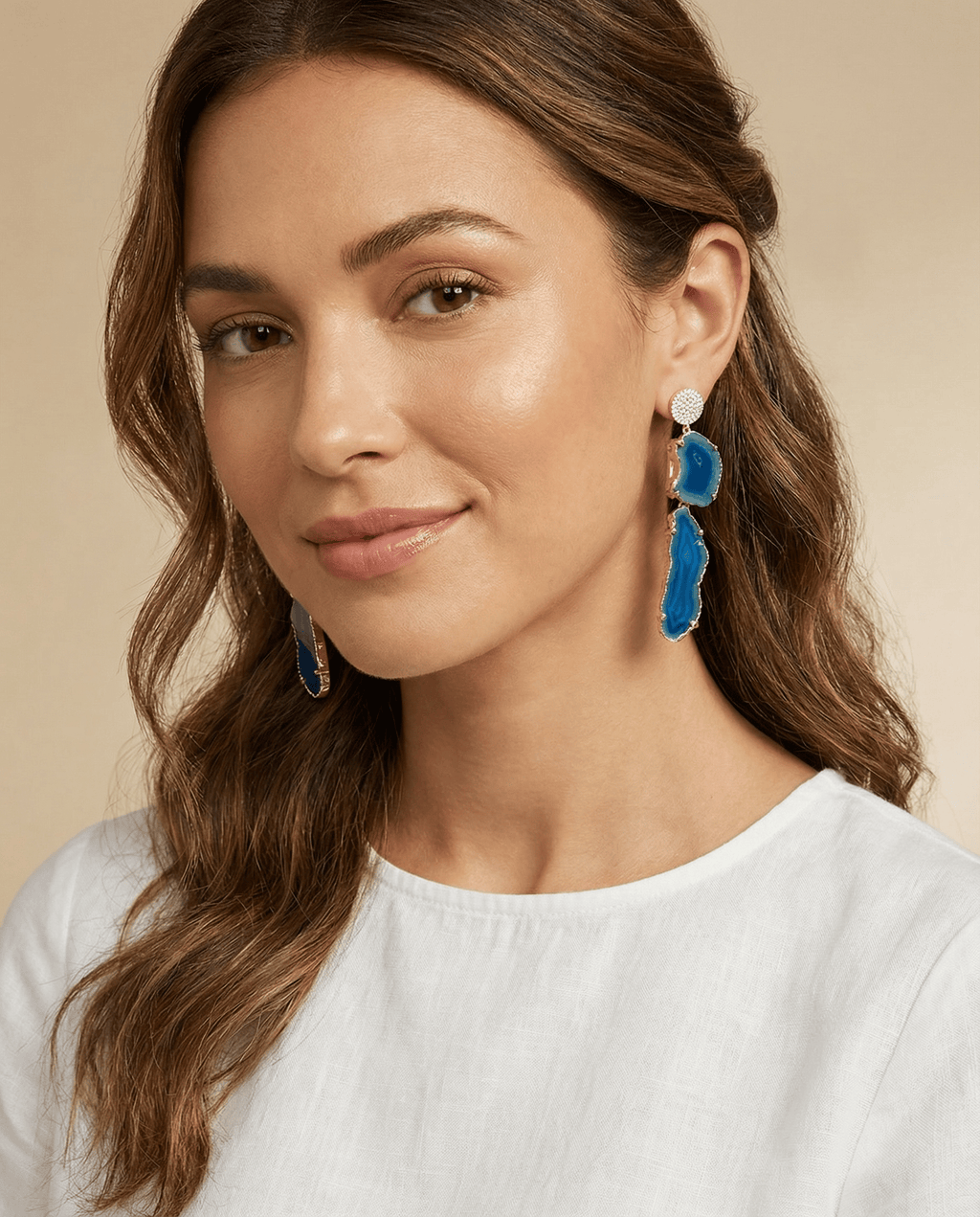 Ocean Blue Double Agate Earrings