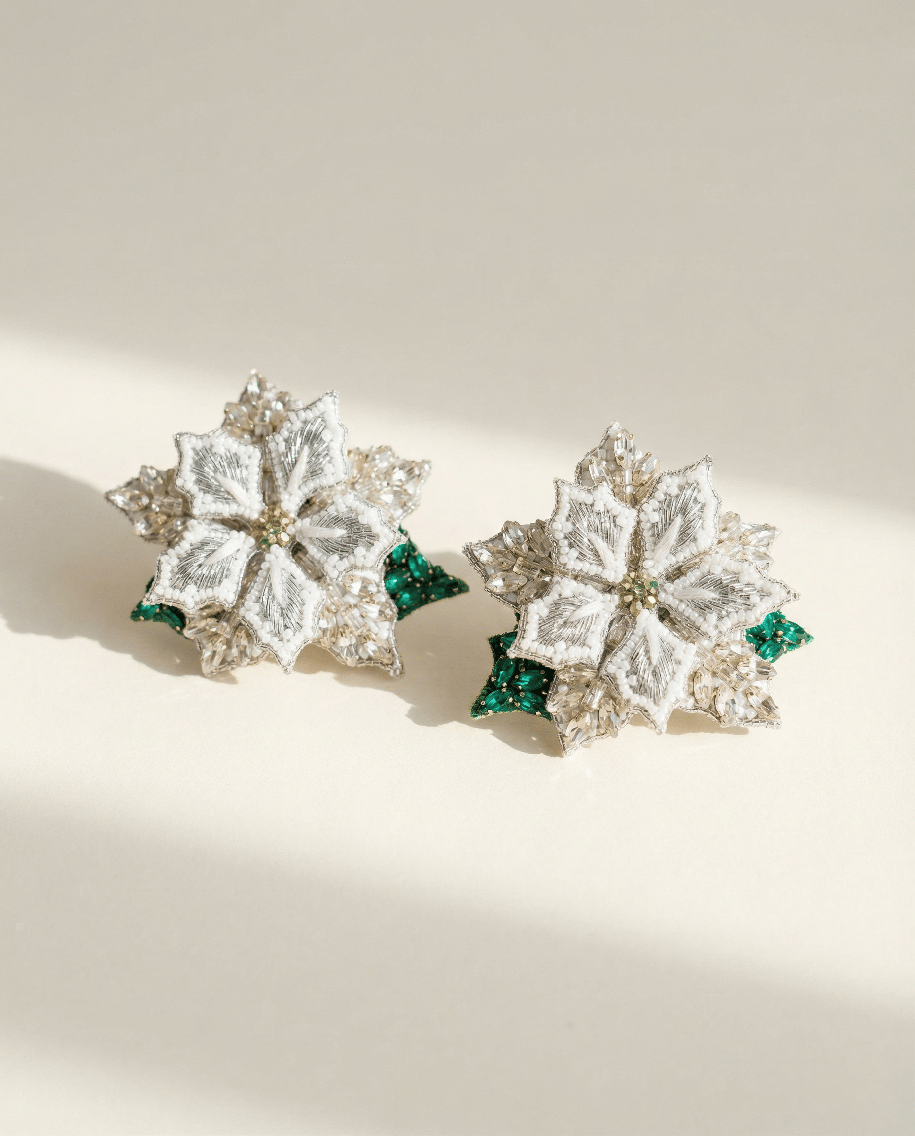 White Poinsettia Earrings