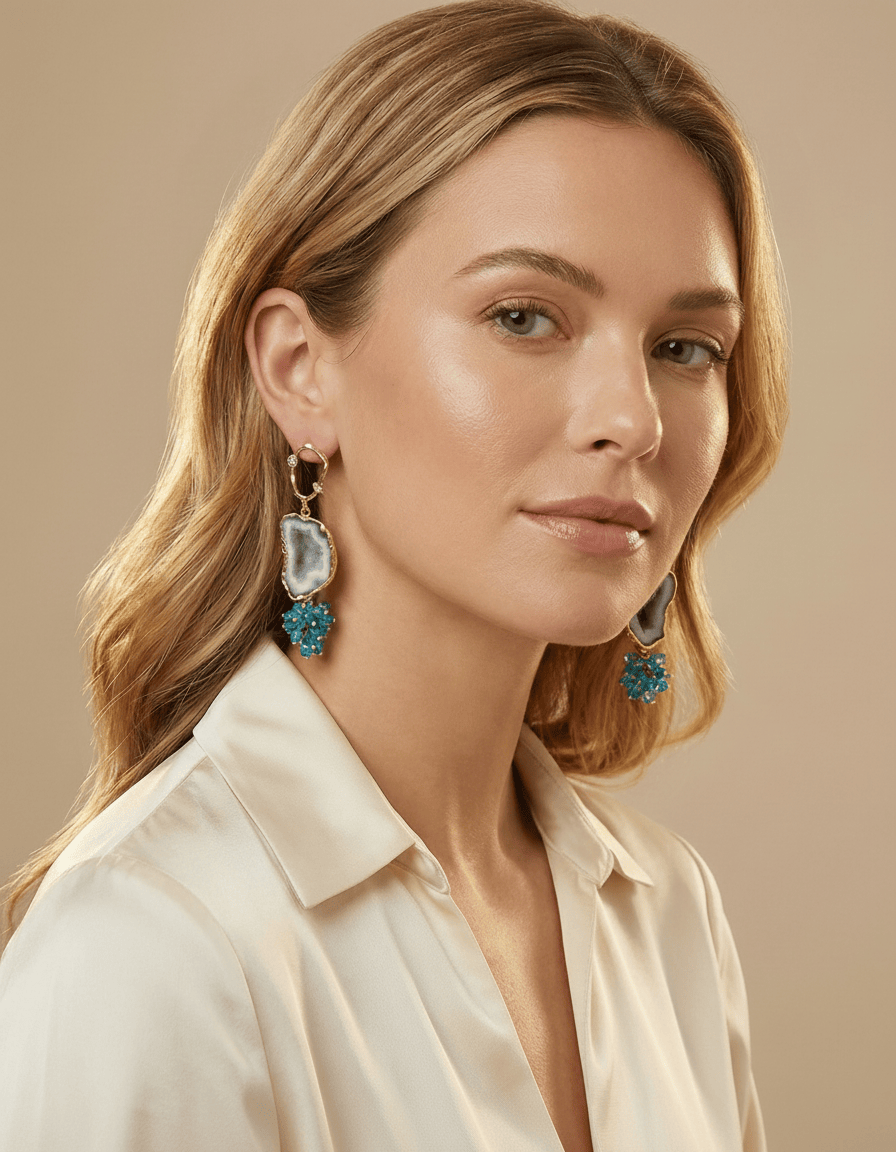 White Sequinite Earrings