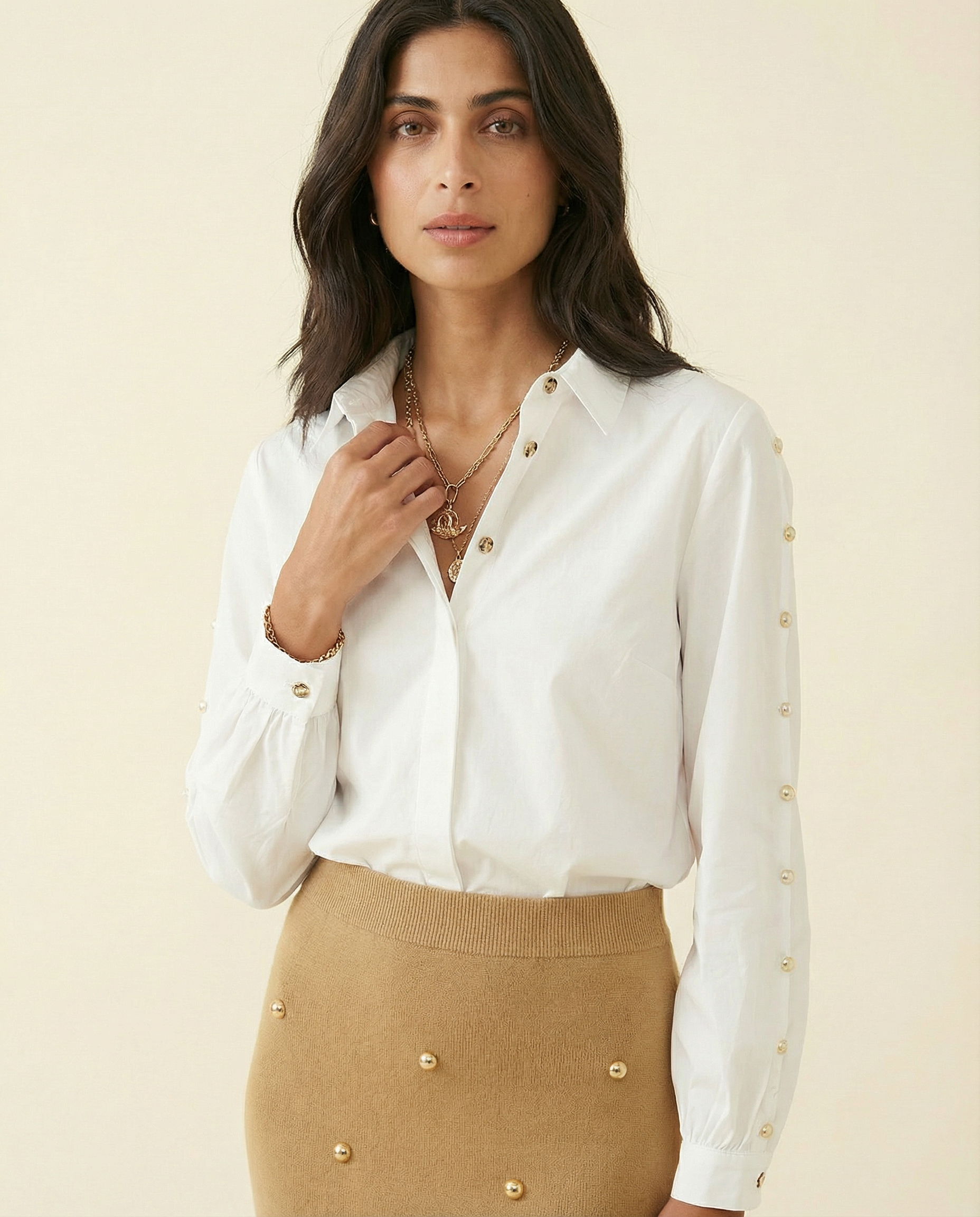 White Studded Marley Blouse